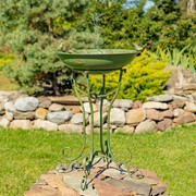Zaer Ltd International 31" Tall "Two Birds" Iron Birdbath with Verdi Green Finish ZR180387-VG View 2