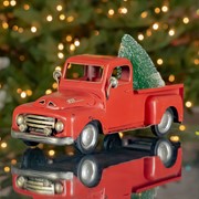 Zaer Ltd International 16" Distressed Red Pickup Truck with Christmas Tree ZR362100 View 2
