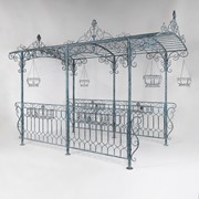 Zaer Ltd International Pre-Order: 13.25ft. Long Iron Gazebo with Planters in Light Blue "Georgia 2019" ZR180063-LB View 2