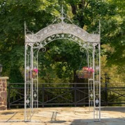 Zaer Ltd International 10.5ft. Tall Rectangular Arched Garden Gazebo in Antique White "Mahekal" ZR180064-AW View 2