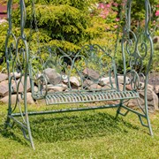 Zaer Ltd International Pre-Order: "Giorgi" 92in. Tall Iron Swing Bench in Verdi Green ZR171200-VG View 2