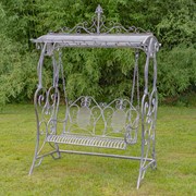Zaer Ltd International Pre-Order: "Giorgi" 92in. Tall Iron Swing Bench in Blue-Bronze ZR171200-BB View 2