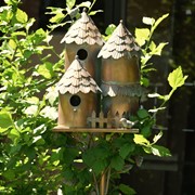 Zaer Ltd International Pre-Order: 76.75"T. Country Style Multi-Home Iron Birdhouse Stake "Pipersville" ZR182433 View 2