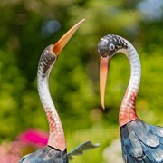 Zaer Ltd International 20.25" Tall Set of 2 Painted Iron Blue Crane Figurines ZR801001-SET View 2