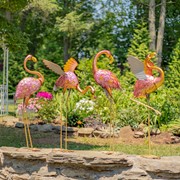 Zaer Ltd International 42" Tall Set of 4 Metallic Pink Iron Flamingo Outdoor Decorations ZR801006-SET View 2