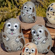 Zaer Ltd International Set of 3 Solar "Rock" Dogs with Light Up Eyes in 3 Assorted Colors VA200003-SET View 2