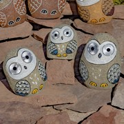 Zaer Ltd International Set of 3 Solar "Rock" Owls with Light Up Eyes in 3 Assorted Colors VA100001 View 2