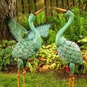 Zaer Ltd International Set of 6 Assorted Style Blue Crane Metal Yard Figurines ZR801808-SET View 2