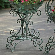 Zaer Ltd International Pre-Order: Set of 2 Tall "Tamar" Iron Planters in Verdi Green ZR170813-VG View 2
