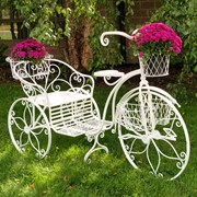 Zaer Ltd International Pre-Order: 50.5" Tall Iron Tricycle Plant Stand with Flower Baskets "Stephania" ZR170735-AW View 2