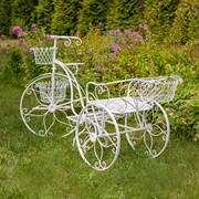 Zaer Ltd International Pre-Order: 50.5" Tall Iron Tricycle Plant Stand with Flower Baskets "Stephania" ZR170735-AW View 2