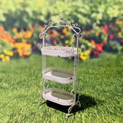 Zaer Ltd International Pre-Order: 43" Tall Three Tier Iron Plant Stand in Antique White ZR180978-AW View 2