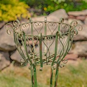 Zaer Ltd International Pre-Order: Set of 2 Tall Iron Basket Plant Stands in Antique Green "Stephania" ZR139518-GR View 2