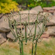 Zaer Ltd International Set of 2 Tall Iron Basket Plant Stands in Antique Green "Stephania" ZR139518-GR View 2