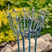Zaer Ltd International Pre-Order: Set of 2 Tall Iron Basket Plant Stands in Antique Blue "Stephania" ZR139518-BL View 2