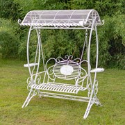 Zaer Ltd International Pre-Order: "The Valiko" 79in Tall Electroplated Garden Swing Bench in Ant. White ZR140338-AW View 2