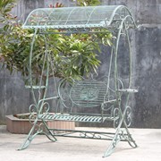 Zaer Ltd International Pre-Order: "The Valiko" 79" Tall Electroplated Garden Swing Bench in Verdi Green ZR140338-VG View 2
