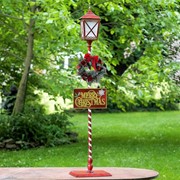 Zaer Ltd International Pre-Order: 59" Tall Standing Iron Lantern with LED Lights and Wreath ZR180857 View 2