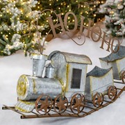 Zaer Ltd International 36" Long Galvanized Christmas Train "HO HO HO" ZR150862 View 2