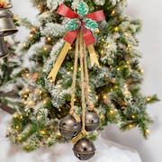 Zaer Ltd International Set of 6 Old World Galvanized Christmas Bells with Bows ZR731220-SET View 2