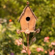 Zaer Ltd International 66.5" Tall Country Style Iron Birdhouse Stake "Cottage House" ZR142106-4 View 2