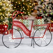 Zaer Ltd International Large Iron "Merry Christmas" Bicycle Decor with Light-Up Wreath ZR181746 View 2
