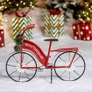 Zaer Ltd International Small Iron "Merry Christmas" Bicycle Decor with Light-Up Wreath ZR181747 View 2
