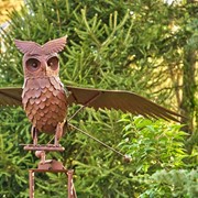 Zaer Ltd International 81" Tall Large Flying Owl Metal Rocking Stake in Antique Rust "Wesley" ZR182410-RS View 2