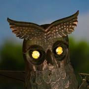 Zaer Ltd International 81" Tall Large Metal Solar Flying Owl Rocking Stake with Light-up Eyes " Weston" ZR182411-BZ View 2