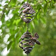 Zaer Ltd International 79" Long Antique Bronze Hanging Honeybee Rain Chain ZR191812-BZ View 2