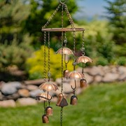 Zaer Ltd International 39.75" Long Antique Copper Umbrella Wind Chime with Glass Marbles & Bells ZR192149 View 2