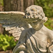 Zaer Ltd International 45" Tall Standing Magnesium Angel Statue with Open Wings in Antique Grey "Ariel" ZR225145-GY View 2