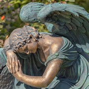 Zaer Ltd International 35" Tall Magnesium Napping Angel on Bench in Antique Bronze "Seraphina" ZR229035-BZ View 2