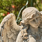 Zaer Ltd International Pre-Order: 37" Tall Magnesium Angel Statue and Birdbath "Muriel" in Antique Grey ZR253037-GY View 2