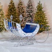 Zaer Ltd. International "Kutaisi" Large Victorian Christmas Sleigh in White, Blue, and Silver ZR981109-WH View 2