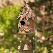 Zaer Ltd International Pre-Order: Antique Copper Hanging Birdhouse Wind Chime "Silo” ZR190557-B View 2