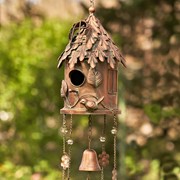 Zaer Ltd International Pre-Order: 37" Long Antique Copper Hanging Birdhouse Wind Chime "Silo” ZR190557-B View 2