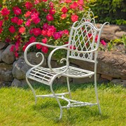 Zaer Ltd International Pre-Order: "Stephania" Victorian-Style Iron Garden Armchair in Antique White ZR090518-AW View 2