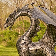 Zaer Ltd International Pre-Order: 6 ft. Tall Large Metal Dragon Statue "Angry Ira" ZR190858 View 2