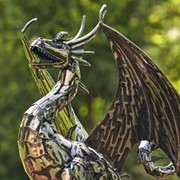 Zaer Ltd International 21" Tall Metal Dragon Statue "Vakhtang" ZR180714 View 2