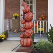 Zaer Ltd International Pre-Order: 9.7ft. Tall Large Iron "Happy Harvest" Arch with Pumpkin Columns ZR190649 View 2