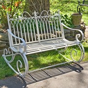 Zaer Ltd International "Tatiana" Iron Rocking Garden Bench in Antique White ZR819611-WH View 2