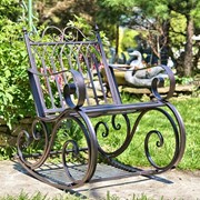 Zaer Ltd International "Tatiana" Iron Rocking Garden Arm Chair in Antique Bronze ZR819612-BZ View 2