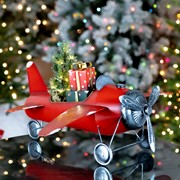 Zaer Ltd International Small Red Airplane with Lighted Christmas Tree and Gifts ZR190160 View 2