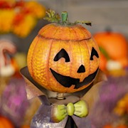 Zaer Ltd International Pre-Order: 27" Tall Big Head Pumpkin Figurine with Candy Jar "Jack" ZR191044 View 2