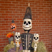 Zaer Ltd International Pre-Order: Set of 2 Standing 63.5" Tall Halloween Skeleton Soldiers with Staffs ZR983492-3-SET View 2