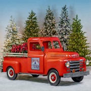 Zaer Ltd. International 9.8ft. Long Large Red Iron "Houston" Truck Decor with LED Headlights ZR190434-RD View 2