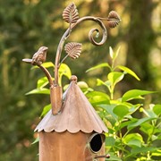 Zaer Ltd International Pre-Order: 75" Tall Two Story Silo Copper Finish Birdhouse Stake "Lancaster" ZR193291 View 2