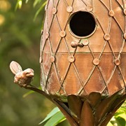 Zaer Ltd International Pre-Order: 67.25" Tall Pineapple Shaped Copper Finish Birdhouse Stake ZR193147 View 2