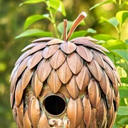 Zaer Ltd International 67.25" Tall Pinecone Shaped Copper Finish Birdhouse Stake ZR193148 View 2